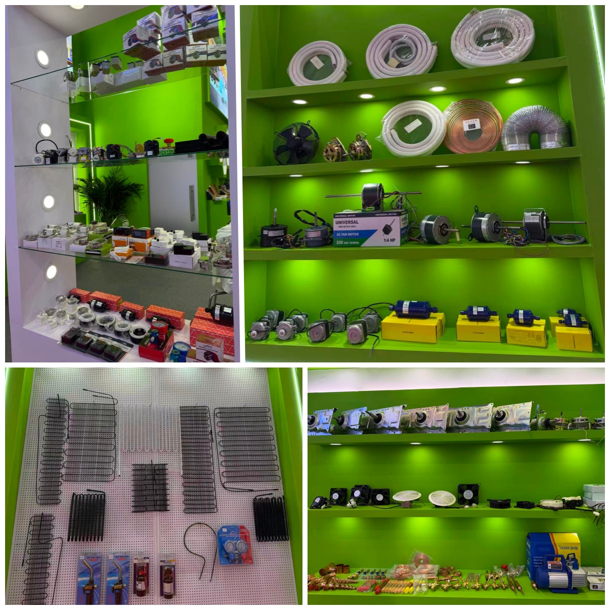 Air conditioner and refrigerator accessories displayed by Ningguo Kingcool